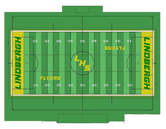 A aerial rendering of the turf installation project at Lindbergh High School 